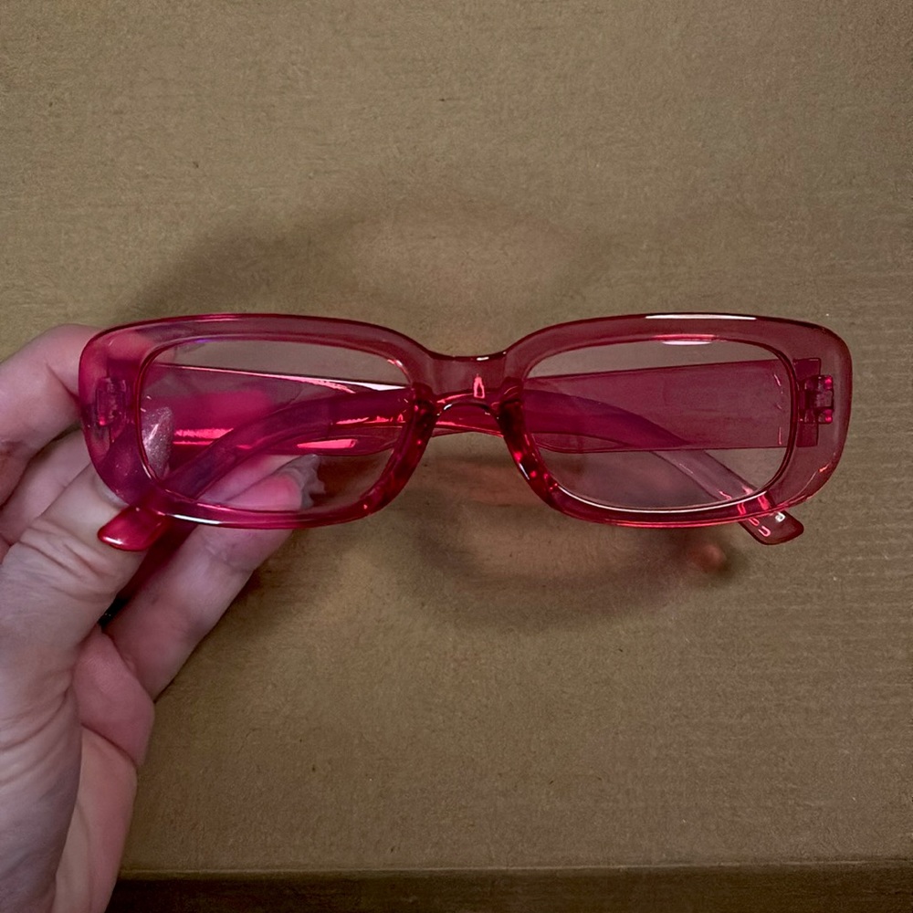 Rectangle Barbie Pink Translucent Sunglasses
